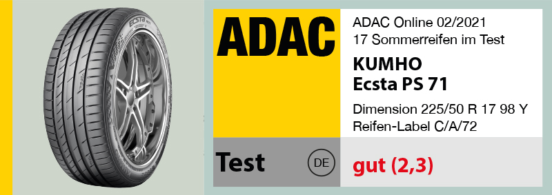 KUMHO ECSTA Shine ADAC Summer Tests Tyre at